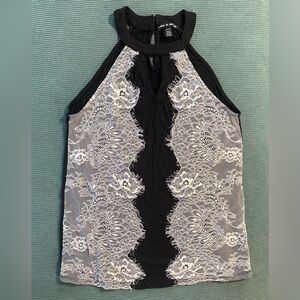Black w/ White Lace Halter Top